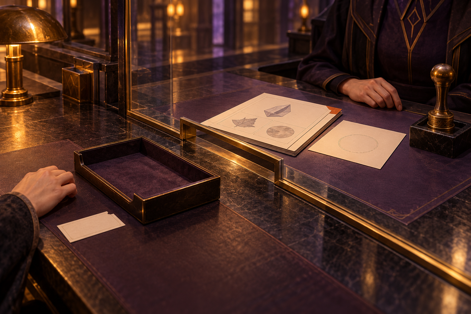 A completed evidence packet waits across a handoff boundary for an independent receiver’s acceptance or rejection.